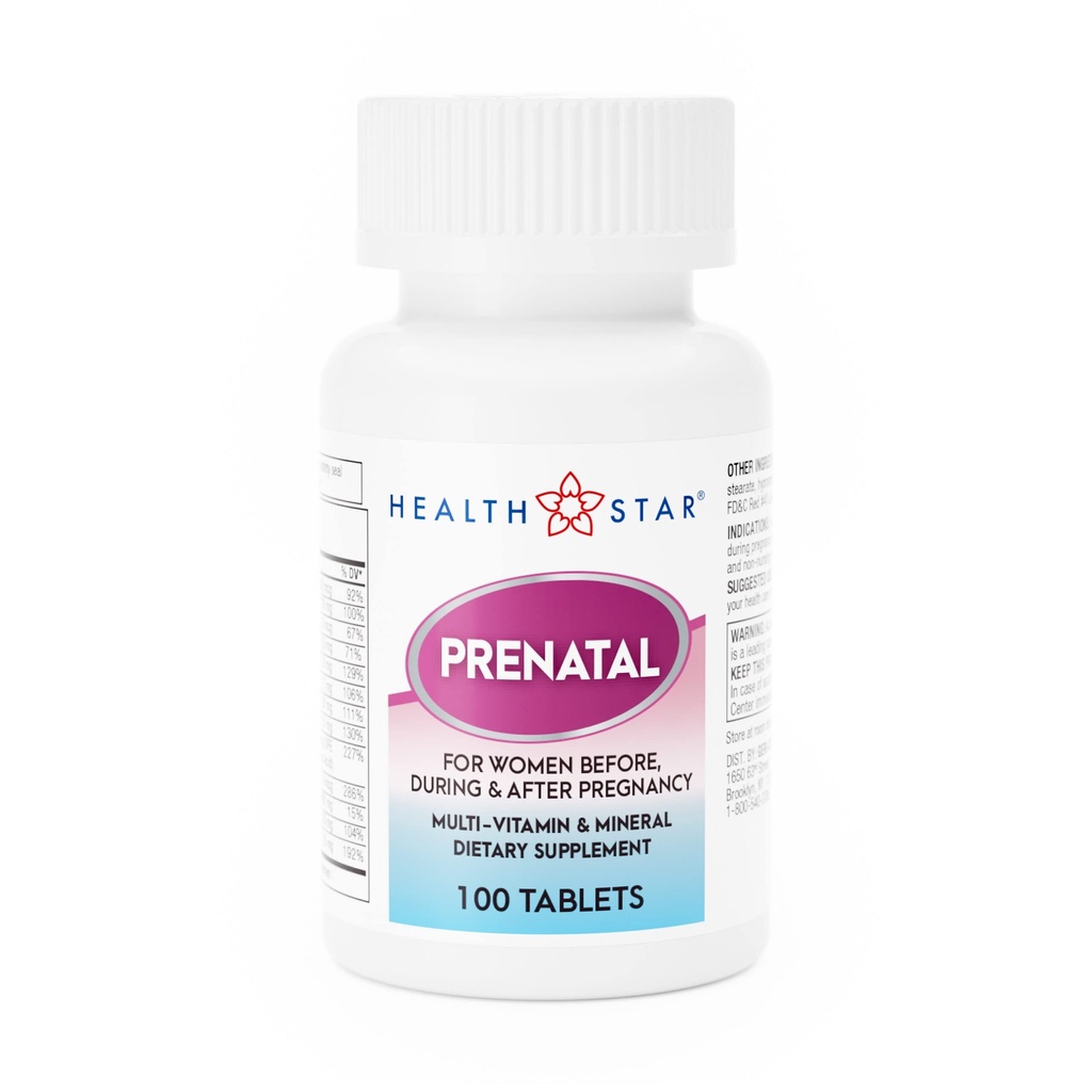 GeriCare Προγεννητική πολυβιταμίνη από την HealthStar για υγιή μαμά και μωρό - Φολικό + βιταμίνη C + βιταμίνη D + σίδηρο + ασβέστιο + B12-100 Tabletισκία