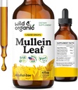 Wild & Organic Mullein Tincture - Lung Cleanse and Detox - Liquid Mullein Leaf Extract for Lungs with Echinacea - Verbascum Thapsus Drops - Vegan, Sugar & Alcohol-Free Supplement - 4 fl oz