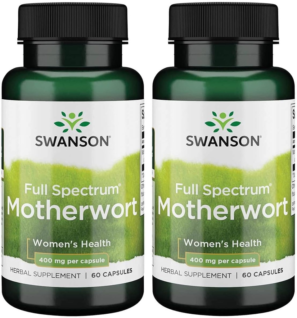 Swanson Motherwort-Herbal Supplement Traditionally Used to Promote Heart Health, Endocrine Function & Digestive Health-Natural Formula Promoting Wellness for Women-(60 Capsules, 400mg Each) 2 Pack