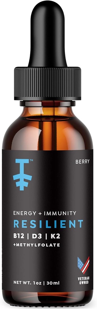 PROTEKT Ανθεκτική βιταμίνη D3 K2 B12 σταγόνες - Υγρό συμπλήρωμα βιταμίνης B12 K2 D3 με μεθυλοφολικό, υγρό σταγόνες για την ενέργεια & την ανάκτηση, Methy Folate για ύπνο & διάθεση - Φυσικό μούρο 30mL