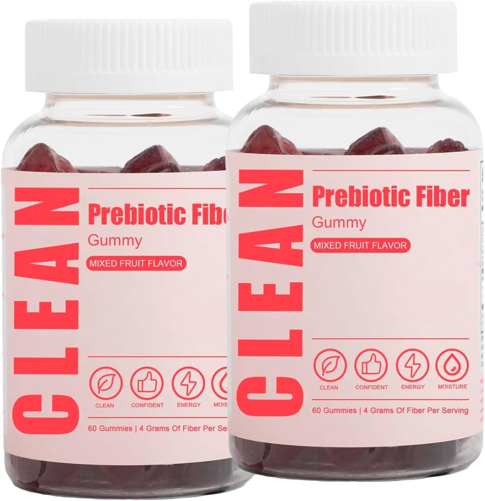 Καθαρίστε προβιοτικές ίνες Gummy 2Pcs, Clean Fiber Gummies, Prebiotic Fiber Gummy για τους άνδρες, Prebiotic Fiber συμπλήρωμα Βιολογικό για Digestive Gut Υγεία, 60 Gummies, 2 μπουκάλια