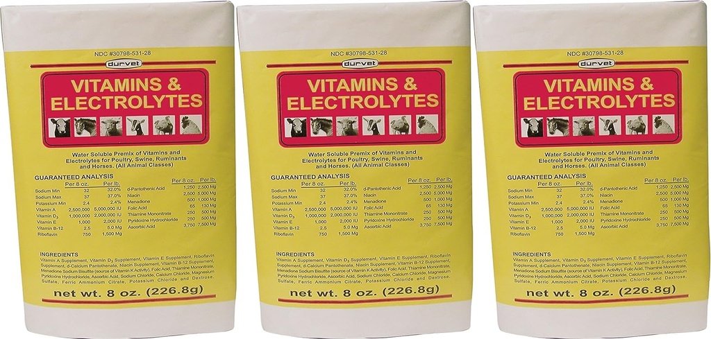 (3 συσκευασία) DURVET 136028 βιταμίνες & ηλεκτρολύτες, 8 oz3