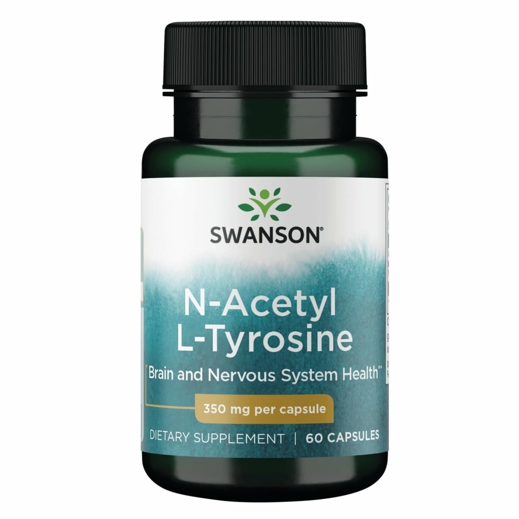 Swanson N-Acetyl L-Τυροσίνη - συμπλήρωμα αμινοξέων που υποστηρίζει συνολική εγκεφαλική υγεία & λειτουργία κεντρικού νευρικού συστήματος - Προάγει & Γνωστική υγεία - (60 κάψουλες, 350mg το καθένα)