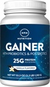 MRM Nutrition Gainer Protein with Probiotics + Postbiotics | Vanilla Flavored | 25g Protein | Whey Concentrate + Isolate + micellar Casein| Slow + Fast digesting| with Digestive enzymes | 18 Servings