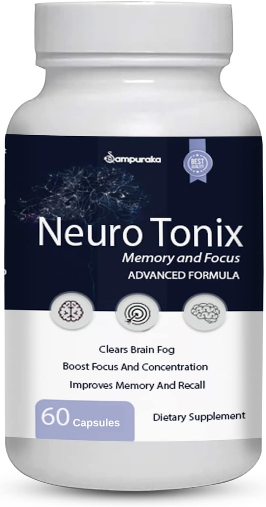 Neuro Tonix Advanced Formula for Memory and Focus Supplement - 1 Pack NeuroTonix 60 Κάψουλες (Χελιά)