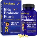 LOVEBUG Probiotics for Kids - Kids Probiotic Chewables with Prebiotics for Aged 4+, Daily Children’s Gut Health, Constipation, Digestive & Immune Support Supplement, Sugar-Free, 60 Soft Pearls