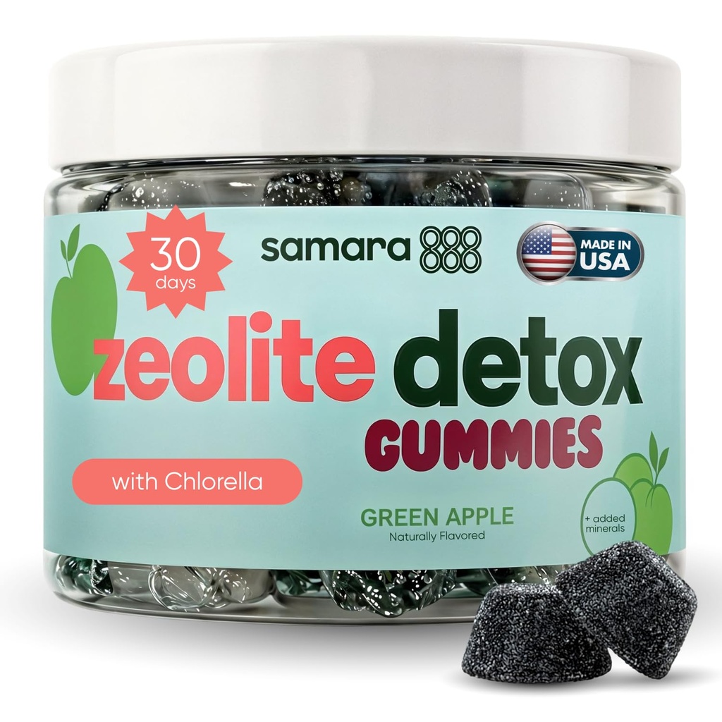 Ζεόλιθος Detox για παιδιά & ενήλικες, Heavy Metal Zeolite & Chlorella Detox Gummies, Εναλλακτική λύση σε ενεργοποιημένο καρβουνάκι, απαλή καθημερινή τοξίνη καθαρισμού για παιδιά & ενήλικες, 60 Green Apple Vegan Gummies