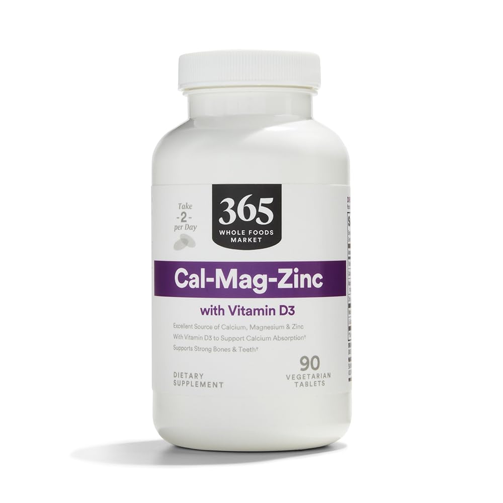 365 από Whole Foods Market, Cal-Mag-Zinc με βιταμίνη D3, χορτοφάγος, 90 κόμης