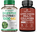 Υγιή προϊόντα διατροφής 1000MG Plus Prebiotics & Probiotics συμπλήρωμα + Super-Absorb Multi Collagen Pills (Type I II III V X) Βιολογικά βότανα και Bioperine Bundle