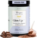 Winged Wellness Glow Up PM Κόλαγκεν Peptide Powder  Fed χόρτο κολλαγόνο w/Magnesium, L-Θεανίνη και μελατονίνη Ι σοκολάτα, 21 εξυπηρετούν