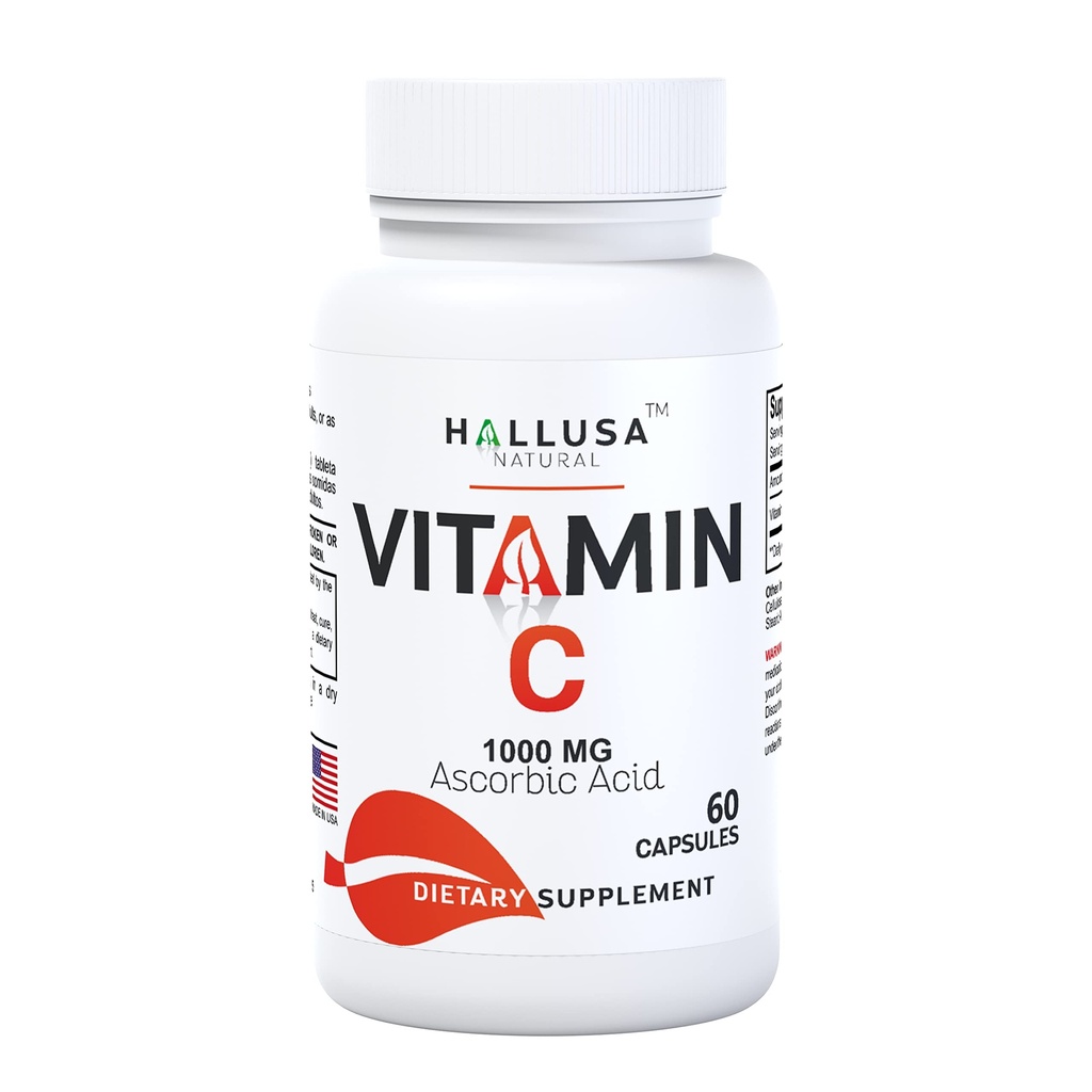 Hallusa Natural - Βιταμίνη C – Αντιοξειδωτική και ανοσοποιητική υποστήριξη - 60 κάψουλες – 60 ημέρες προσφοράς
