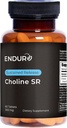 Endur Choline L (+) Bitartrate, Παρατεταμένη απελευθέρωση Εγκέφαλος & Συστατικό Συμπλήρωμα Υποστήριξης, Προγεννητική Ασφαλής, Vegan, Μη ΓΤΟ, Χωρίς Γλουτένη, 300mg (60 δισκία)