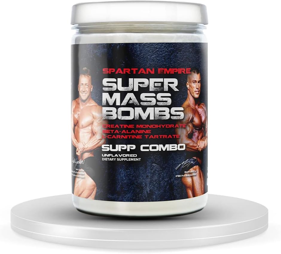 PrometheuzHealth Super Mass Βόμβες Εκπαιδευτής μυών με Creatine, Beta-Alanine, L Carnitine Tartrate - Καθημερινή οικοδόμηση μυών & συμπλήρωμα αποκατάστασης – 45 εξυπηρετήσεις