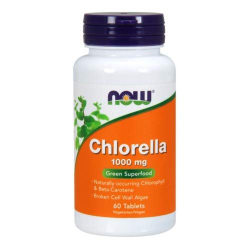 NOW Συμπληρώματα Τροφίμων, Chlorella 1000 mg με φυσική παρουσία Χλωροφύλλης, Beta- Carotene, μεικτά Καροτενοειδή, Βιταμίνη C, Σιδήρου και Πρωτεΐνης, 60 δισκία