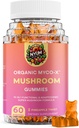 Nyum Nutrition Organic MYCO-X Mushroom Gummies, 10-σε-1 Formula, Pineapple Twist, 60 Count, Orange/Pink