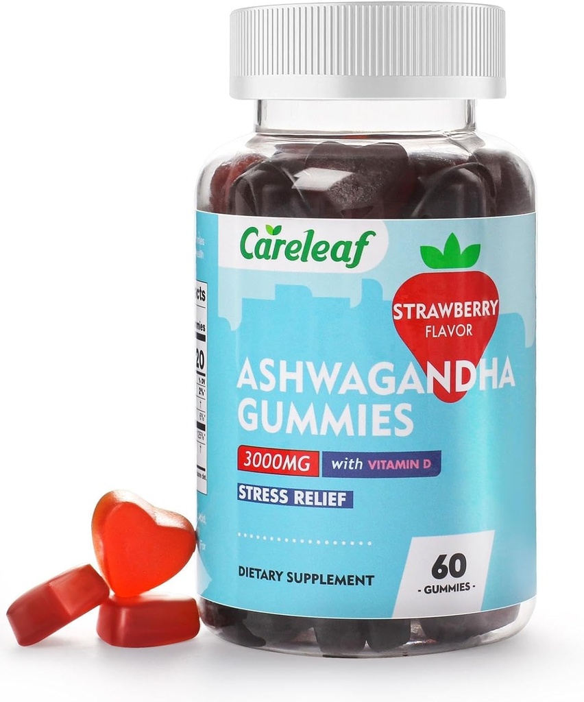 Vegan Ashwagandha Gummies-3000mg Ρίζα υψηλής ισχύος Ashwagandha εκχύλισμα με βιταμίνη D2 