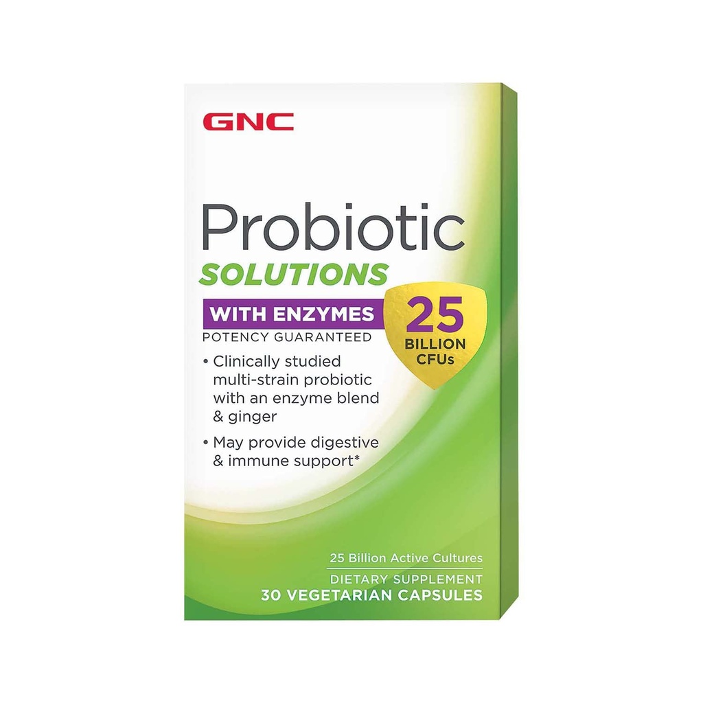GNC Probiotic Solutions with Enzymes with 25 Billion CFUs, 30 Κάψουλες, Καθημερινή Προβιοτική Υποστήριξη