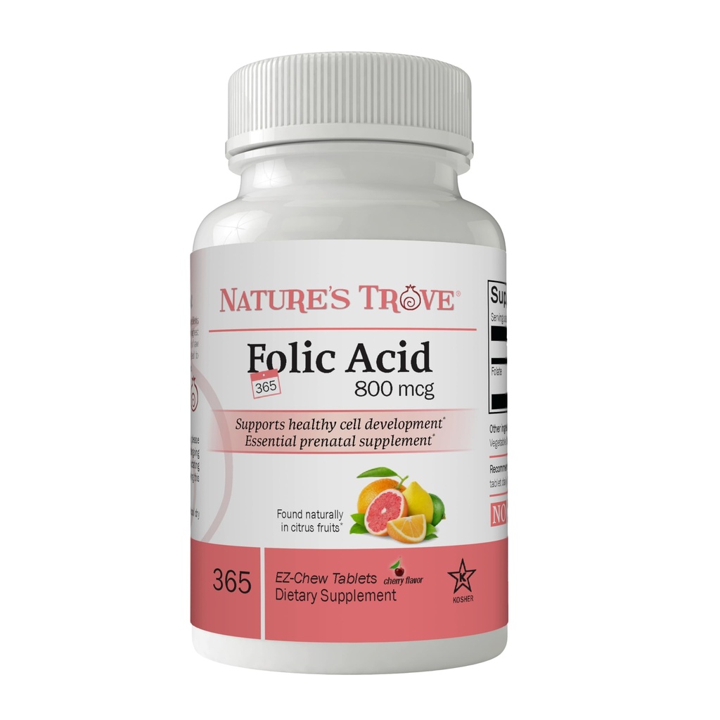 Φολικό οξύ 800 mcg (Β9 Βιταμίνη) 365 EZ Chew Tablets Cherry Flavor