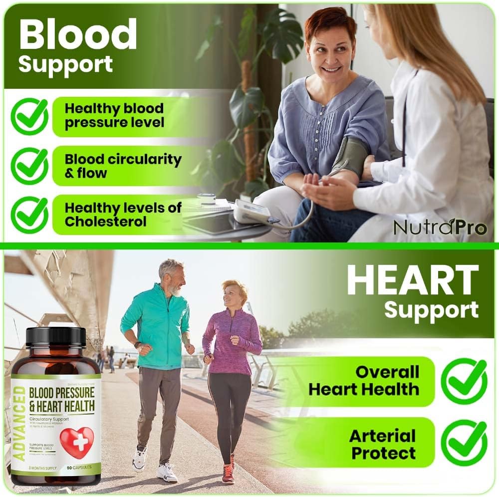 Heart Health Blood Pressure Support Supplement - Υποστήριξη Πίεση αίματος & Υγιεινή κυκλικότητα Φυσικά με Hawthorn Berry & Hibiscus. Βιταμίνες Χάπια για Υγιή Υπέρταση (BP) & Υγιεινή Καρδιά.