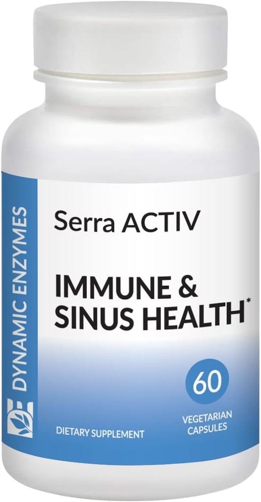 Serra ACTIV - 60 κάψουλες Vegan - Υποστηρίζει τον κόλπο και την καρδιοαγγειακή υγεία - Οξύ-ανθεκτικό Serrapeptase - 120.000 SPU - Ανοσολογική υποστήριξη - Συστηματικά ένζυμα