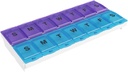 EZY DOSE Pill Organizer Weekly AM/PM (7-Ημέρα), Medicine Planner, περίπτωση βιταμίνης / Κουτί, 2X-Large κλειδώνοντας διαμερίσματα για την ασφαλή συνταγή και την πρόληψη τυχαίας χύτευσης, μπλε και μοβ, BPA δωρεάν