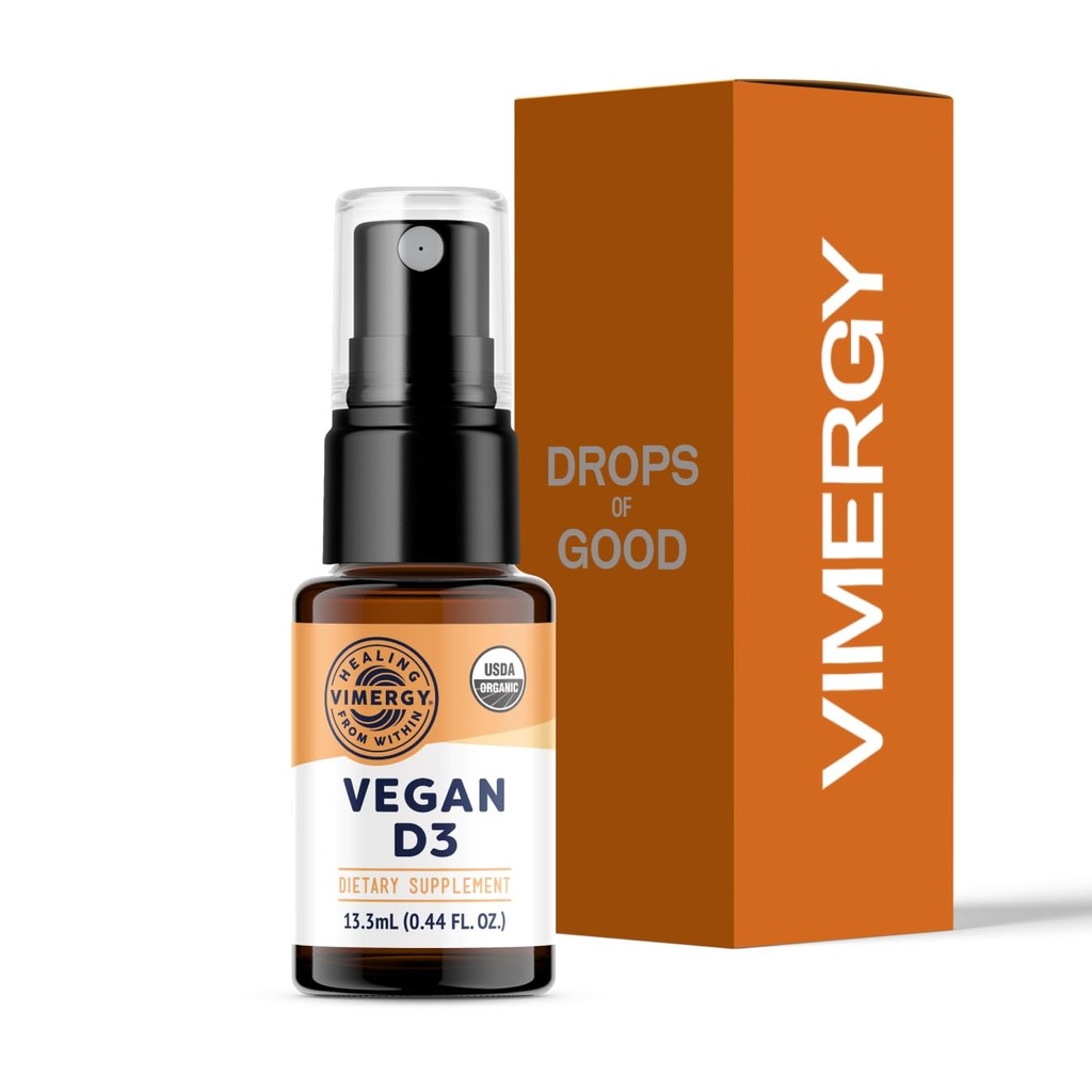 Vimergy Vegan D3 – Οφέλη Ανοσοποιητική λειτουργία * – USDA Certified Organic, Vegan, Gluten-free – 1000IU/Servings, 96 Services