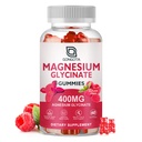 Μαγνήσιο Γλυκινικό Gummys 400 mg με 100 mg Σύνθετο μαγνήσιο - Χηλικό μαγνήσιο Κάλιο συμπλήρωμα με βιταμίνη D, Β6 Υποστηρίζει την ηρεμία, τον ύπνο, τη μνήμη και τους μυς Cramps, Χωρίς ζάχαρη - 60 Gummies