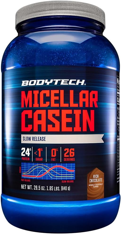 BODYTECH Micellar καζεΐνη πρωτεΐνη σκόνη, αργή απελευθέρωση για Overnight αποκατάσταση μυών - 24 γραμμάρια πρωτεΐνης ανά σερβιρίσματος - πλούσια σοκολάτα (2 λίρα)