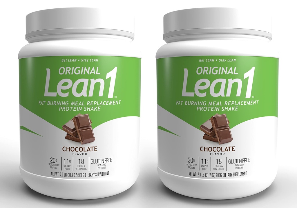 Lean1 Αντικατάστασης πρωτεΐνης γεύματος Shake, Σοκολάτα Γεύση, 2-PACK των 15 δοχεία σερβιρίσματος