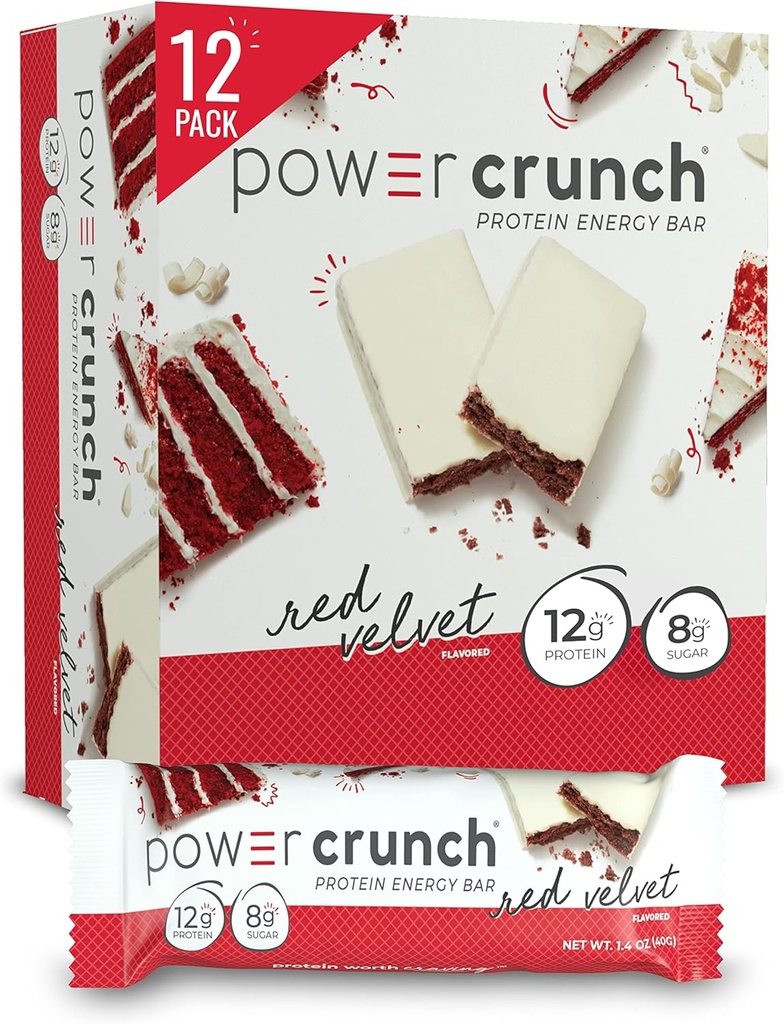 Power Crunch Protein Wafer Bars, Υψηλής πρωτεΐνης σνακ με νοστιμότατο γούστο, Red Velvet, 1.4 Ουγγιά (12 κόμης)