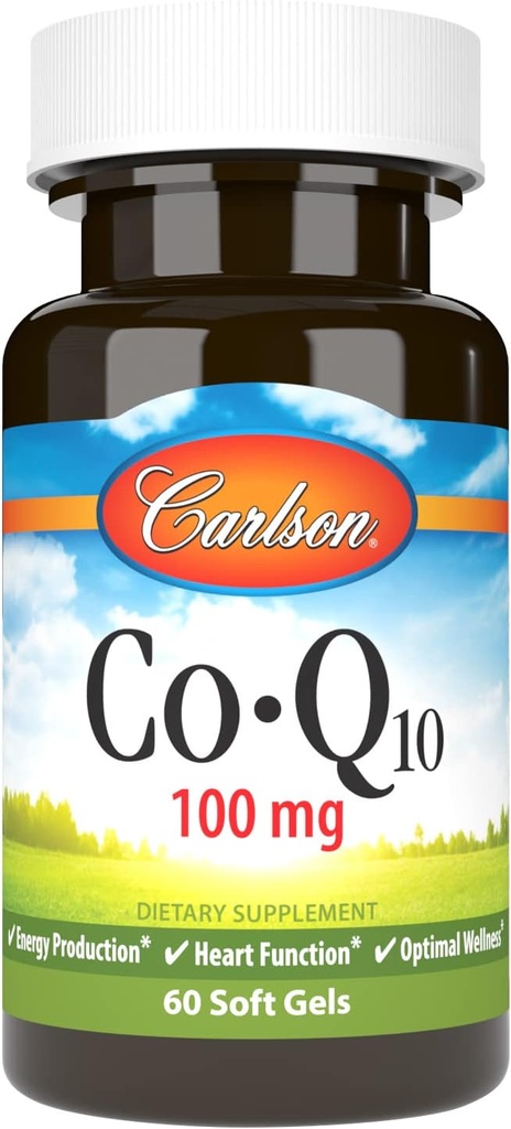 Carlson - Co-Q10, 100 mg, Ενεργειακή Παραγωγή & λειτουργία καρδιάς, 60 Softgels