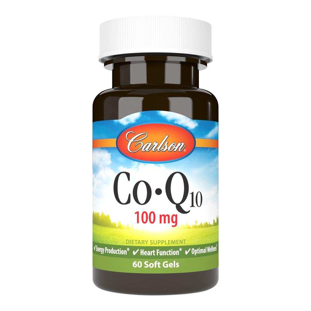 Carlson - Co-Q10, 100 mg, Ενεργειακή Παραγωγή & λειτουργία καρδιάς, 60 Softgels