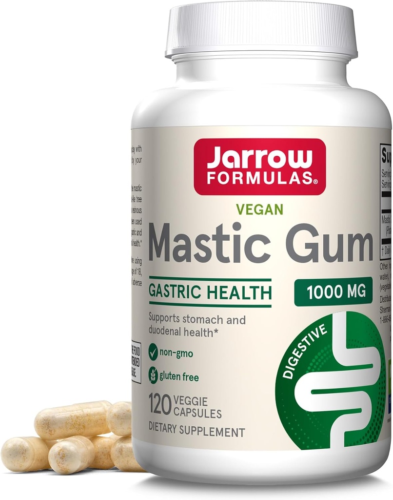 Jarow Formulas Μαστίχα 1000 mg - 120 Veggie Caps - Φυσική Φόρμουλα Υποστήριξη Στομάχι, Duodenal & Στοματική Υγεία - 60 Υπηρεσίες