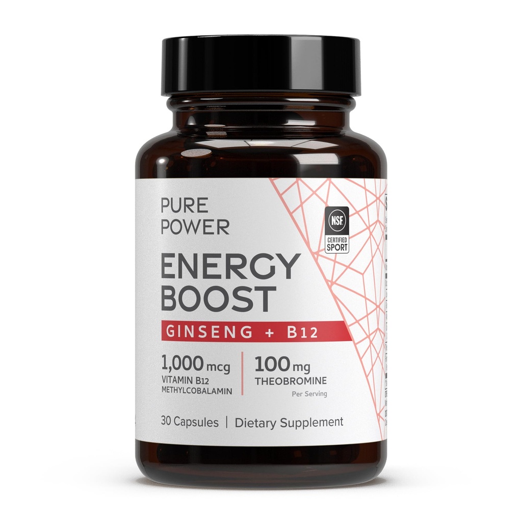 Δρ. Mercola Pure Power Energy Boost, 30 Υπηρεσίες (30 κάψουλες), Ginseng + B12, Συμπλήρωμα διατροφής, Ενισχύει τη σωματική και ψυχική ενέργεια, μη ΓΤΟ