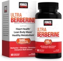 FORCE FACTOR Ultra Berberine, Berberine Supplement with 500mg Berberine HCl Plus Chromium & Cinnamon Bark Extract to Support Μεταβολισμός & Καθημερινή ευεξία, Μη ΓΤΟ, Χωρίς γλουτένη, 60 κάψουλες λαχανικών