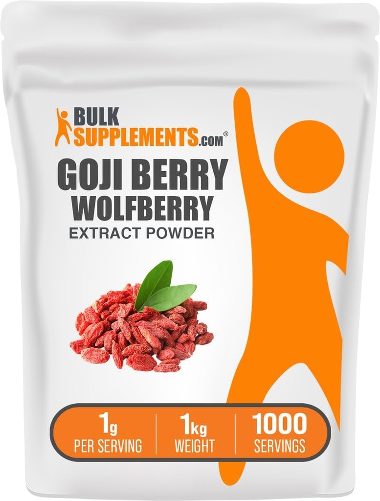 BulkSupplements.com Wolfberry Extract Powder -Goji Berry Supplement, Fruit Powder - Vegan & Gluten Free, 1g ανά Σερβίρισμα, 1kg (2,2 lbs) (Συσκευασία των 1)