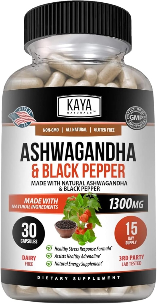 Kaya Naturals Ashwagandha Root με μαύρο πιπέρι 