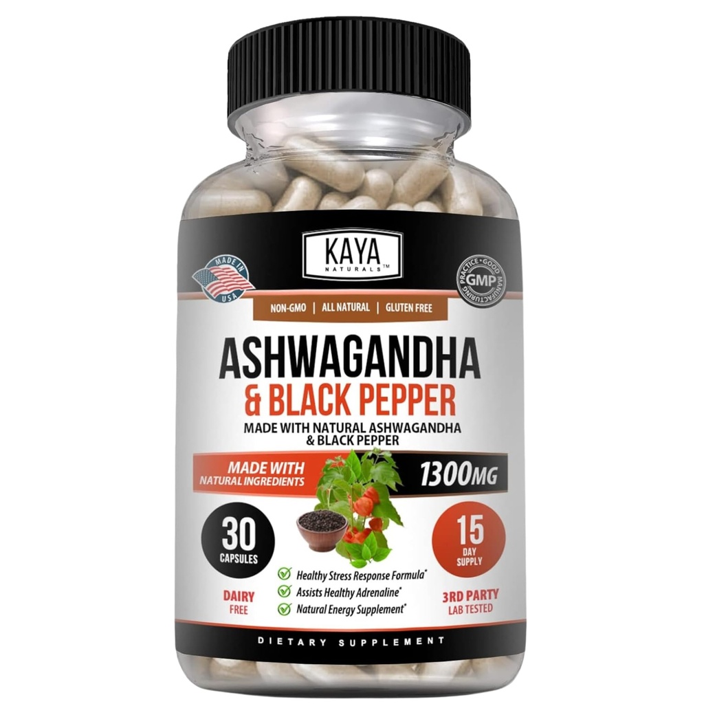 Kaya Naturals Ashwagandha Root με μαύρο πιπέρι 