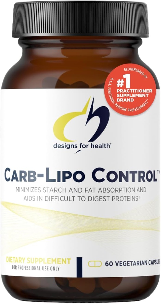 Designs for Health Carb-Lipo Control (ProtectZyme) - Digestive Enzyme to Help Minimize Fat + Starch Απορρόφηση και η πέψη της γλουτένης, καζεΐνη - Υποστηρίζει υγιή σύνθεση σώματος (60 κάψουλες)