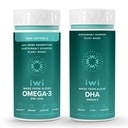 Iwi Omega-3 Minis & DHA Omega-3 Bundle, 30 Υπηρεσίες, Vegan Plant-based Algae Omega 3, Krill & Fish Oil Εναλλακτική, Χωρίς Αλιευτική Επίγευση