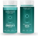 Iwi Omega-3 Minis & DHA Omega-3 Bundle, 30 Υπηρεσίες, Vegan Plant-based Algae Omega 3, Krill & Fish Oil Εναλλακτική, Χωρίς Αλιευτική Επίγευση
