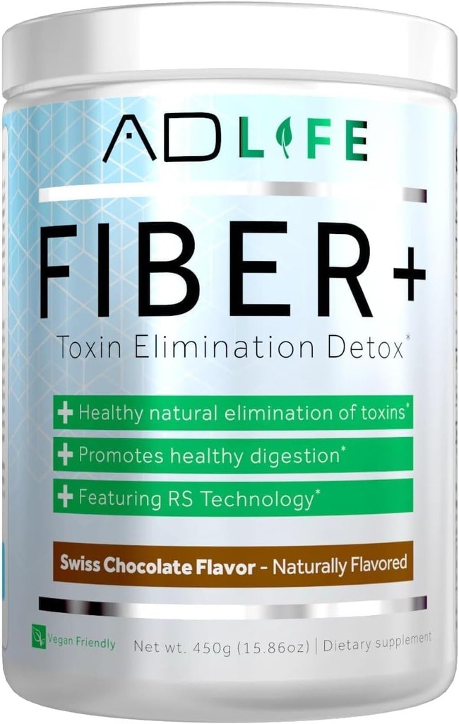 Έργο AD Fiber+ Fiber συμπλήρωμα - υποστηρίζει την υγεία και την πειθαρχική κανονικότητα, Fiber είναι μεγάλη για απώλεια βάρους, Detox, Vegan φιλικό - Fiber σκόνη, 16,4 Oz (Chocolate)