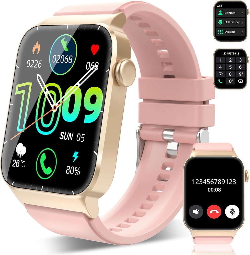 Smart Watch for Men Women(Απάντηση/Κάντε κλήσεις), 1.85" HD Smartwatch, Fitness Watch with 112 Sports Modes, Heart Rate Monitor/Step Counter, IP68 Αδιάβροχος ανιχνευτής καταλληλότητας για Android, Deep Pink