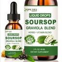 Soursop Graviola Liquid Drops, Organic Soursop Leave Extract w/Sea Moss, Elderberry Vitamin C και Zinc, 16-in-1 Soursop Bitters Liquid for Cell Support, Antioxidant and Immune Support 2 FL/Oz
