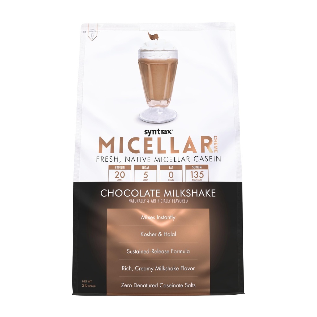 Διατροφή Syntrax Micellar Creme, νωπή, ιθαγενής καζεΐνη Micellar, μιλκσέικ σοκολάτας, 2 lb