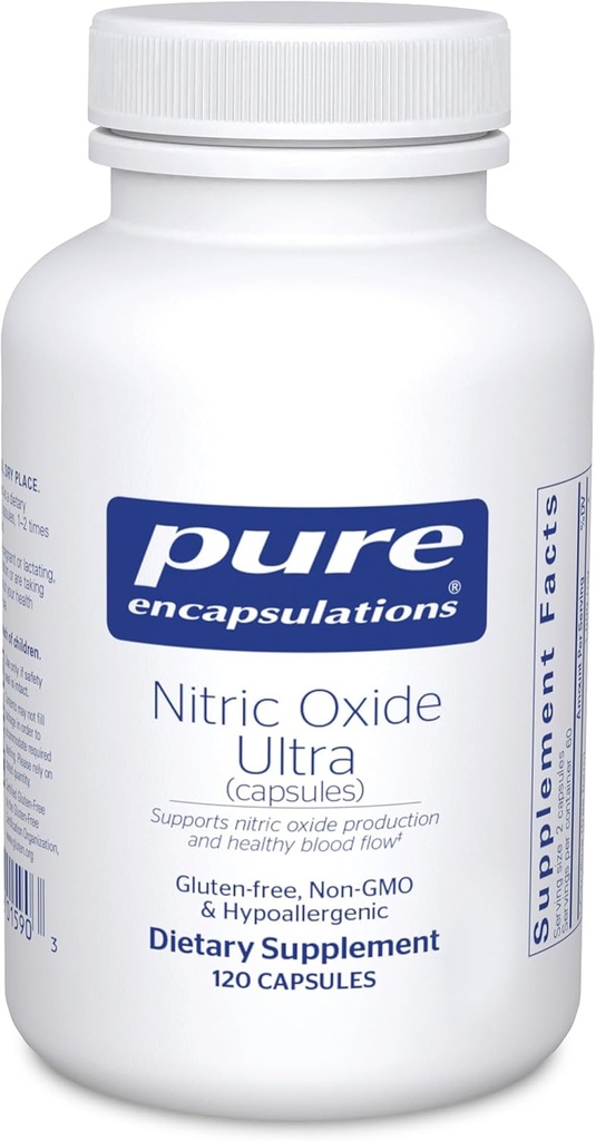 Pure Encapsulations Nitric Oxide Ultra (Κάψουλες) - Συμπλήρωμα Υποστηρίζει την παραγωγή νιτρικού οξειδίου, την υγιή ροή αίματος & την αγγειακή υγεία - με L-Citrulline & CranLoad Cranberry Extract - 120 κάψουλες