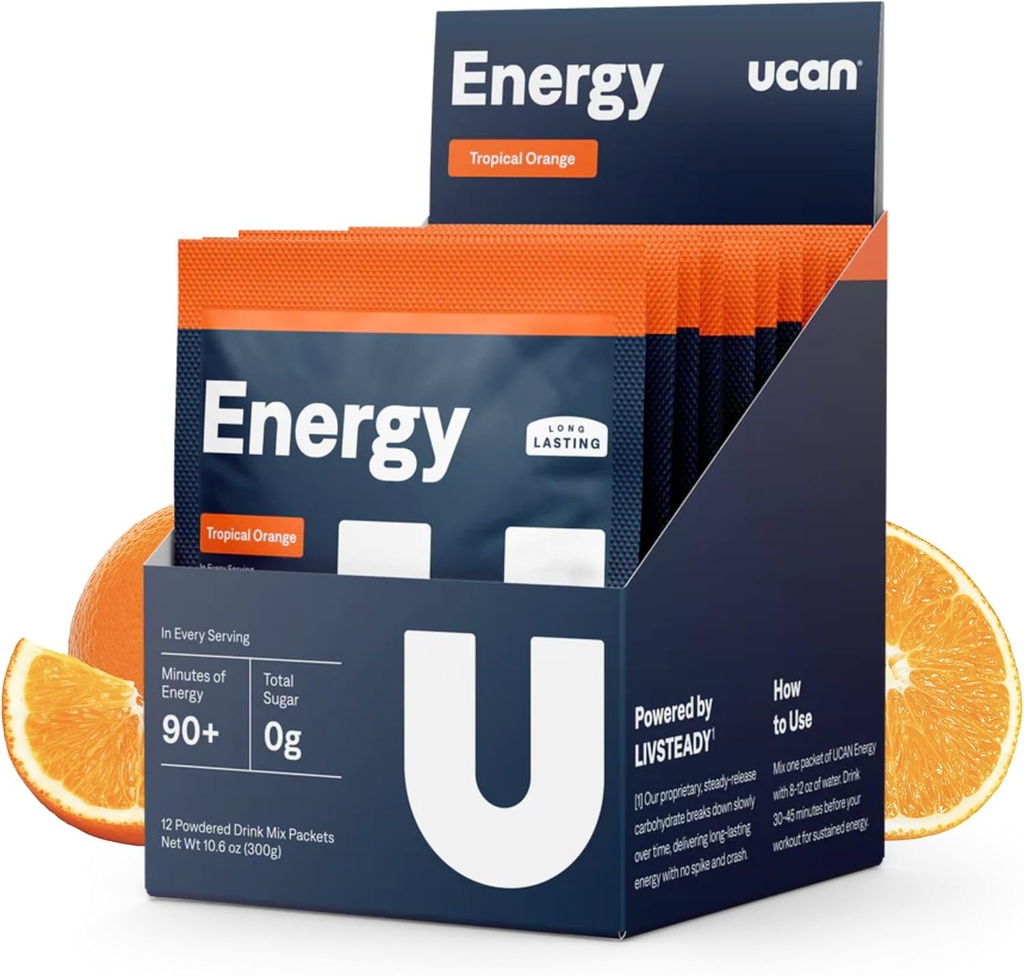 UCAN Energy Powder, Tropical Orange, Keto, Sugar-free Προ & Post προπόνηση για άνδρες & γυναίκες, μη-GMO, Vegan, Gluten-free, Μεγάλη για Δρομείς, Gym-Goers και Αθλητές υψηλής απόδοσης (12 εξυπηρετούν, 25g)