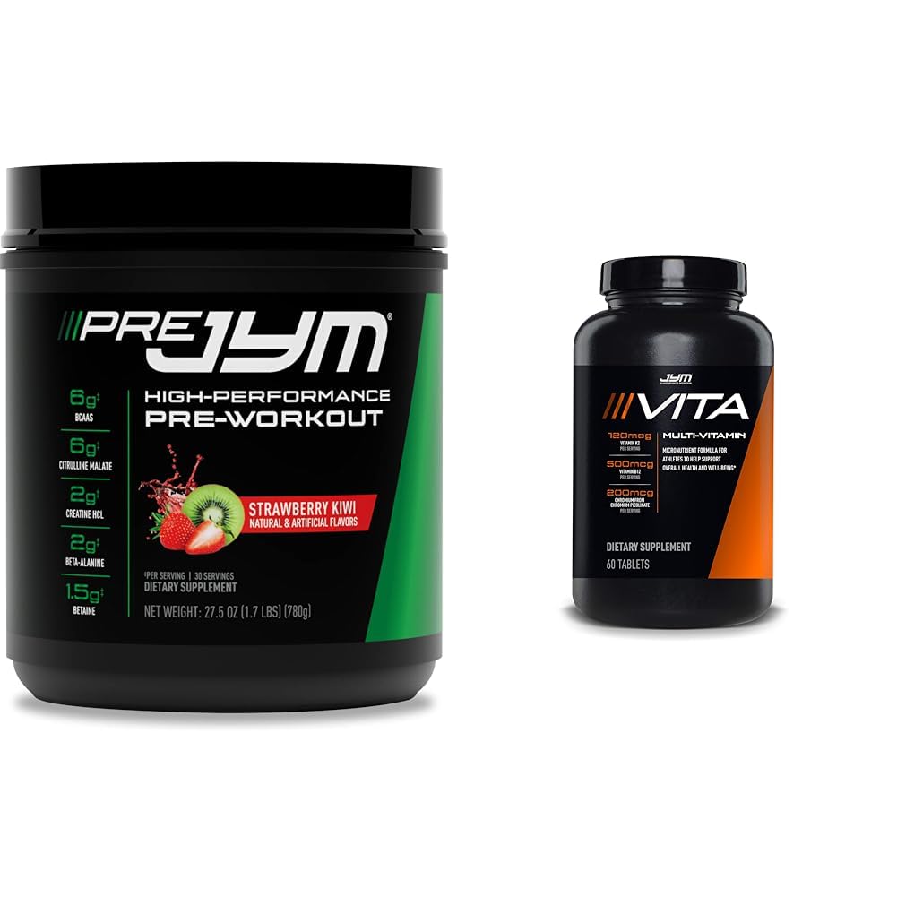 JYM Supplement Science PRE JYM 30 Μερίδες - Φράουλα Kiwi & tamin & Mineral Support, Βιταμίνη A, C, B6, B12, E, K, Boron, Biotin, Κάλιο 60 Δισκία