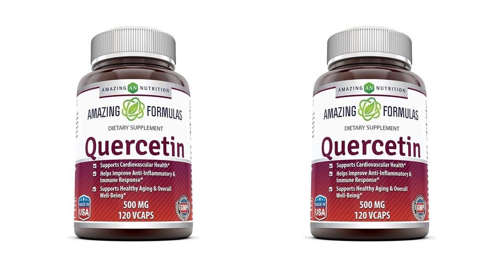 Amazing Formulas Quercetin 500 Mg, 120 VCaps - Συμπλήρωμα διατροφής, κάψουλες Vegan, μη ΓΤΟ, Χωρίς γλουτένη - Βέλτιστη με μια ισορροπημένη διατροφή και τακτική άσκηση