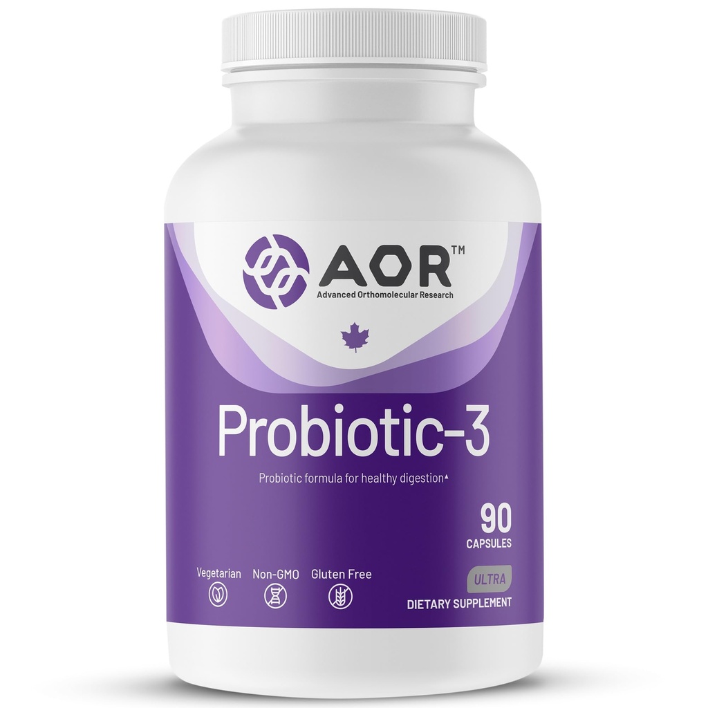 AOR Probiotic 3, 90 Capsules – 30-45-Day Supply for Daily Digestive Balance & Gut Health, Shelf-Stable, Gluten-Free, Non-GMO